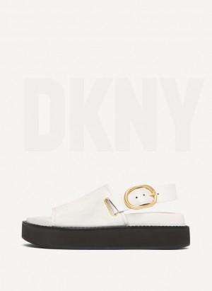 Σανδαλια DKNY πόρπης Flatform γυναικεια ασπρα | Greece_D0566