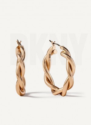 Σκουλαρικια DKNY Χοντρός Twist Hoop γυναικεια χρυσο χρωμα | Greece_D1967