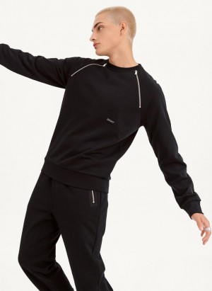 Φούτερ DKNY με φερμουαρ Detail Crewneck ανδρικα μαυρα | Greece_D0788