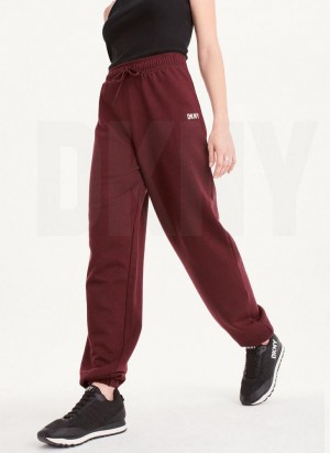 Παντελονι Jogger DKNY Metallic Logo Everyday γυναικεια μπορντο | Greece_D0565