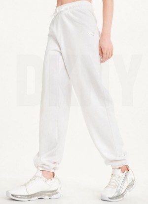 Παντελονι Jogger DKNY Metallic Logo γυναικεια ασπρα | Greece_D0572