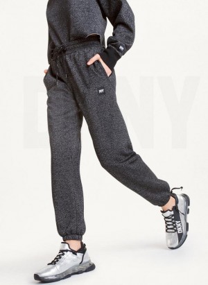 Παντελονι Jogger DKNY Sparkle Fleece High waist γυναικεια μαυρα | Greece_D0931