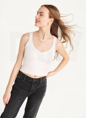 Μπλουζακια Αμανικα DKNY Cropped γυναικεια ασπρα | Greece_D0362