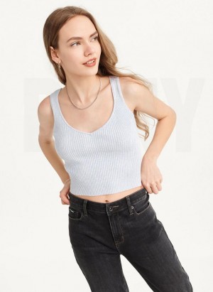 Μπλουζακια Αμανικα DKNY Cropped γυναικεια μπλε | Greece_D0599