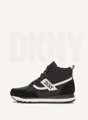 Αθλητικα Παπουτσια DKNY Retro High Top γυναικεια μαυρα | Greece_D1622