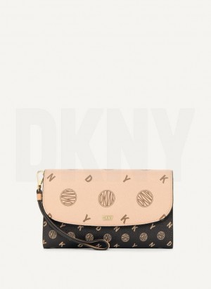 τσάντεσ χιαστί DKNY Sidney Wallet On A Chain γυναικεια Μπεζ | Greece_D1111