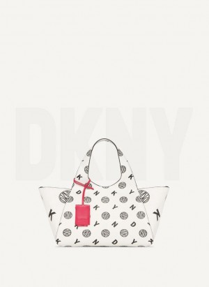 τσάντεσ χιαστί DKNY The Medium Logo Effortless Tote γυναικεια ασπρα μαυρα | Greece_D0277