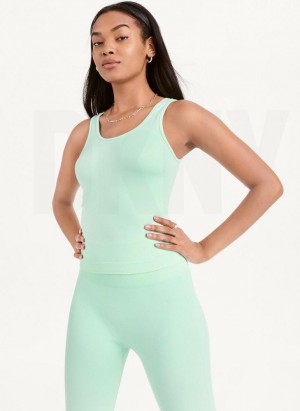 Μπλουζακια Αμανικα DKNY Twill Seamless Scoop Neck γυναικεια πρασινο | Greece_D0752