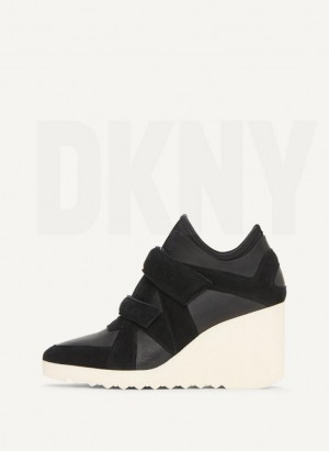 Αθλητικα Παπουτσια DKNY Velcro Wedge γυναικεια μαυρα | Greece_D0926