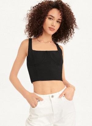 Μπλουζακια Αμανικα DKNY Wired Crop γυναικεια μαυρα | Greece_D1179