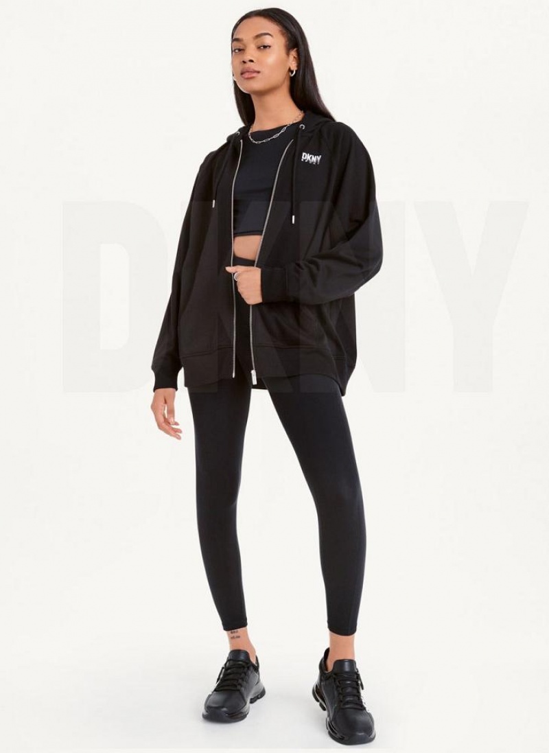 Hoodies DKNY Balance Oversized Full Zip γυναικεια μαυρα | Greece_D1870