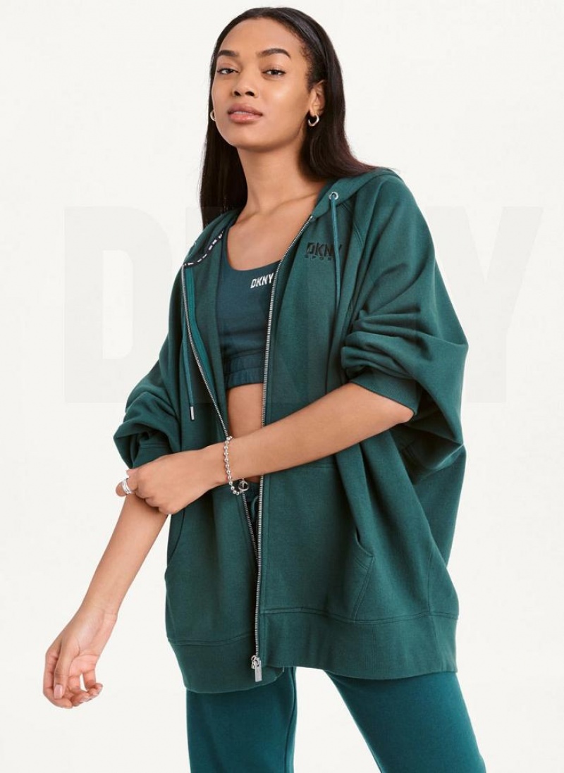 Hoodies DKNY Balance Oversized Full Zip γυναικεια Ελιά | Greece_D0227