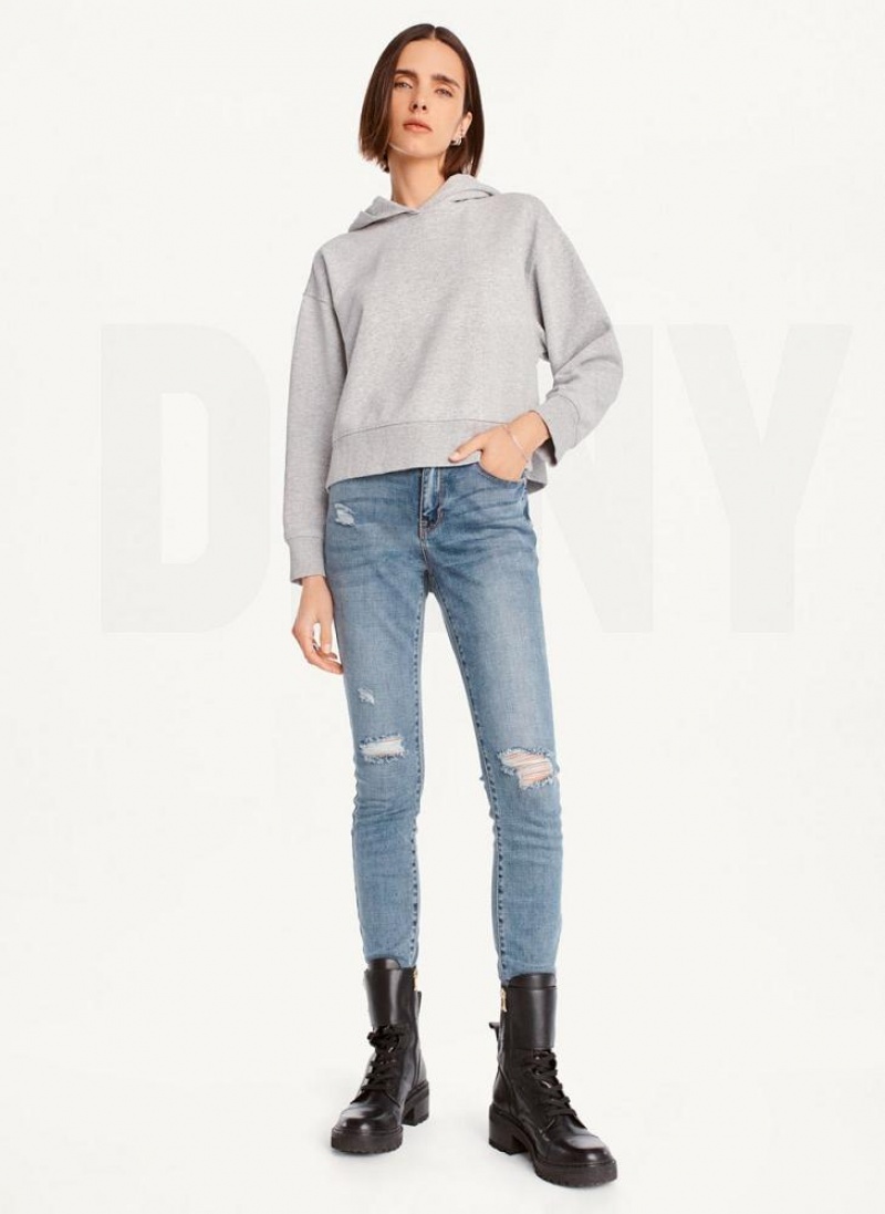 Hoodies DKNY Cropped Boyfriend γυναικεια γκρι | Greece_D1620