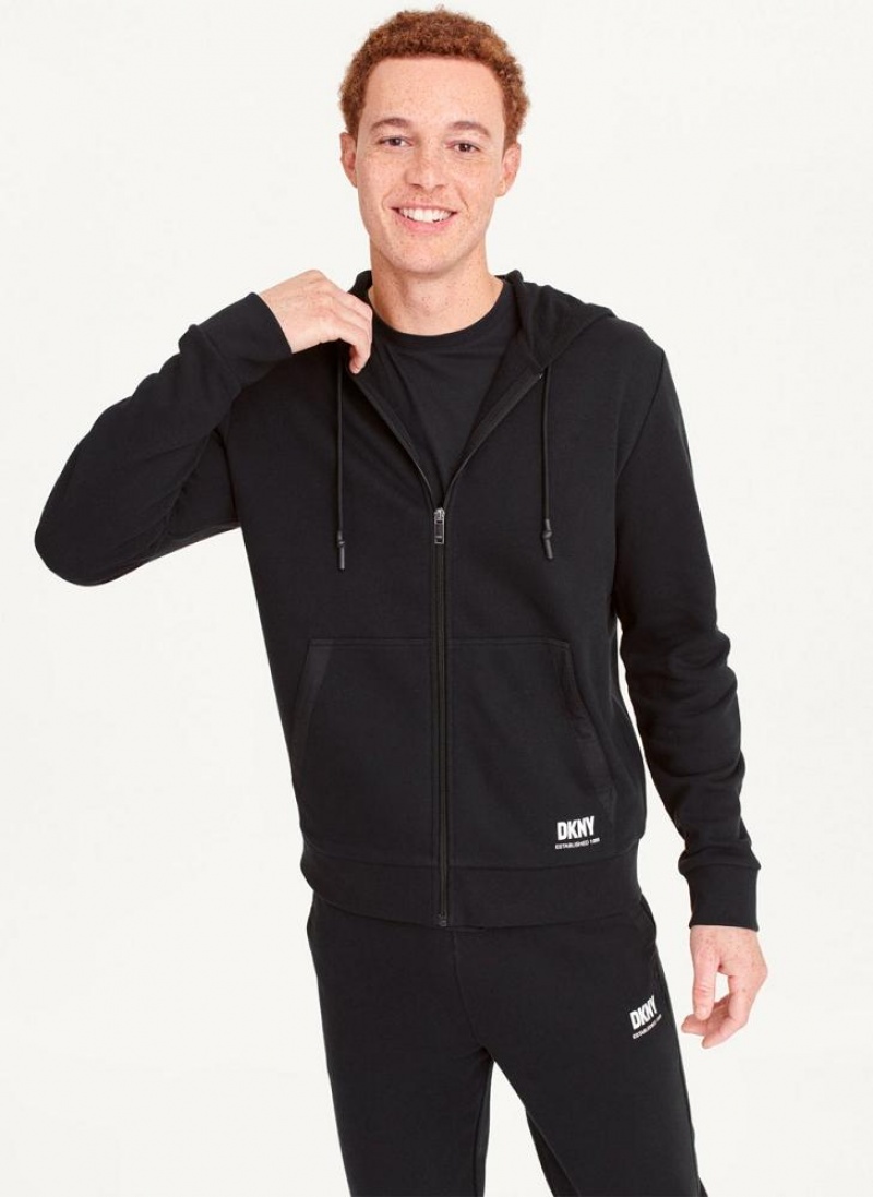 Hoodies DKNY Full-Zip ανδρικα μαυρα | Greece_D1744