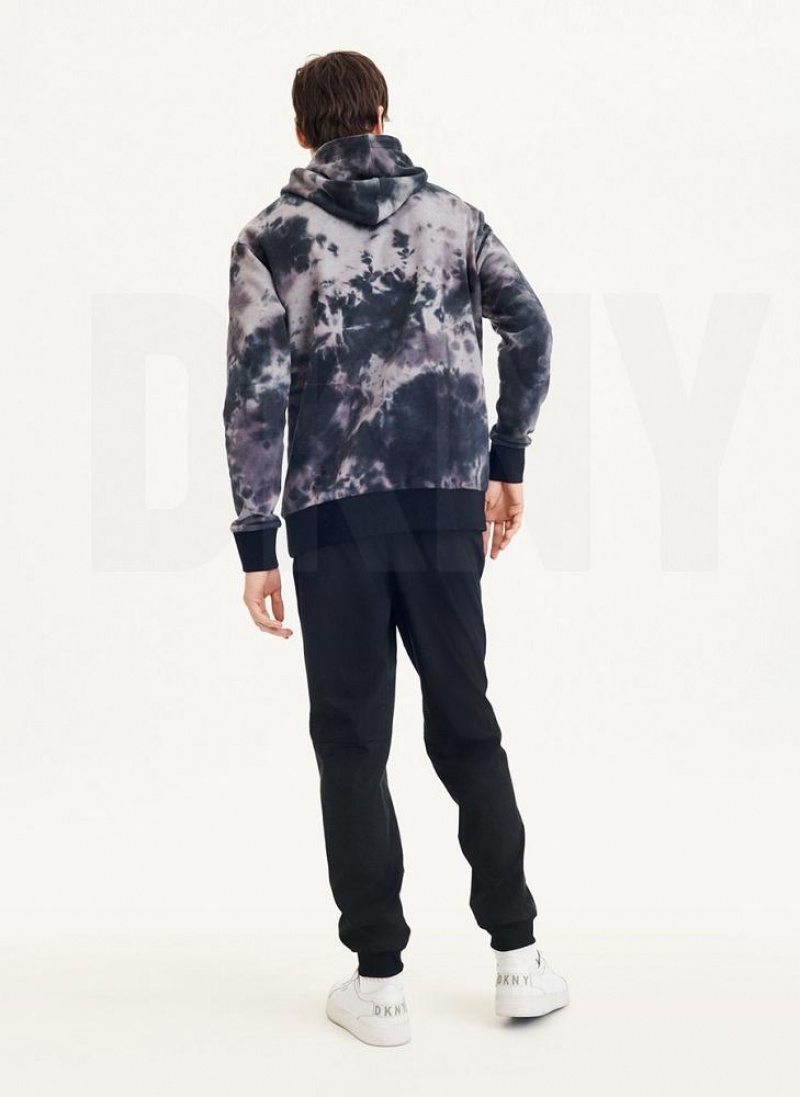 Hoodies DKNY Long Sleeve Tie Dye With νάιλον Trim ανδρικα γκρι | Greece_D1065