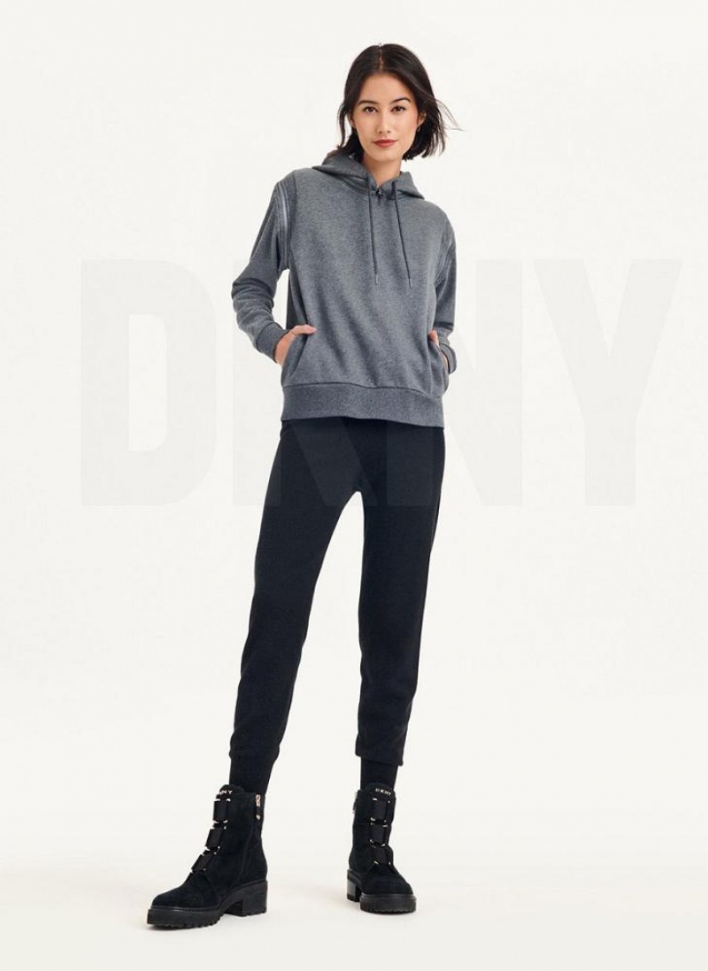 Hoodies DKNY Long Sleeve με φερμουαρ Shoulder With Detachable γυναικεια γκρι | Greece_D0261