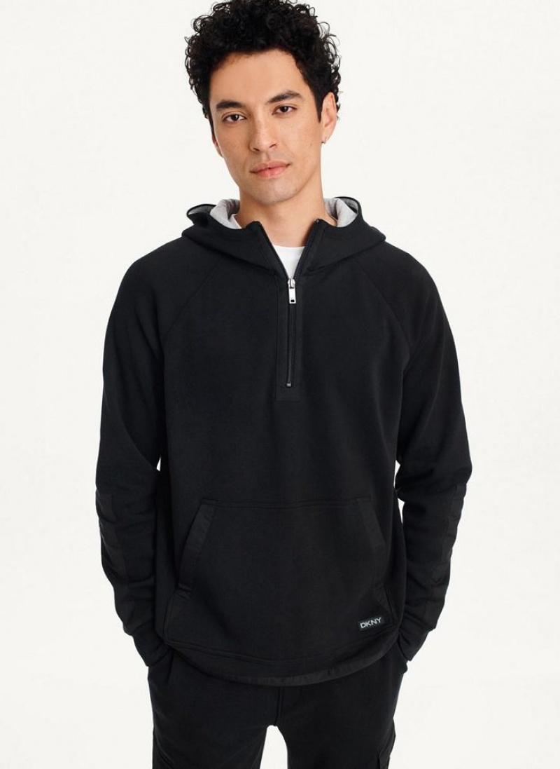 Hoodies DKNY Lounge Half Zip ανδρικα μαυρα | Greece_D1863