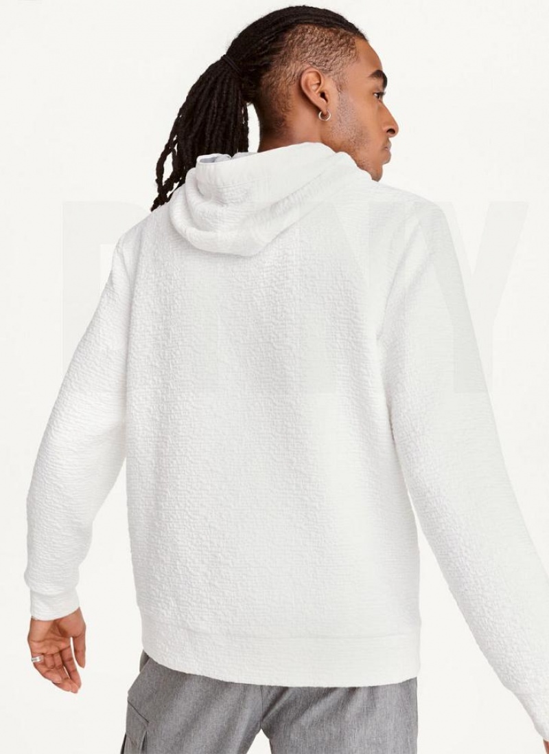 Hoodies DKNY Novelty Καπιτονέ Texture ανδρικα ασπρα | Greece_D0517