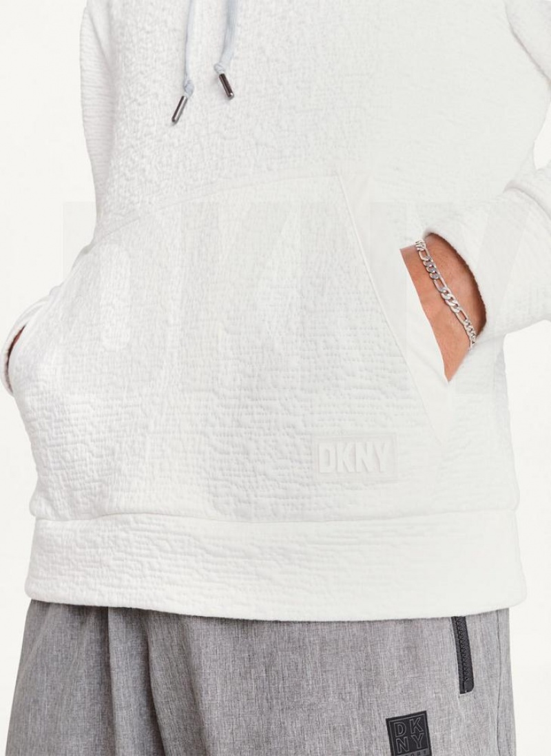 Hoodies DKNY Novelty Καπιτονέ Texture ανδρικα ασπρα | Greece_D0517