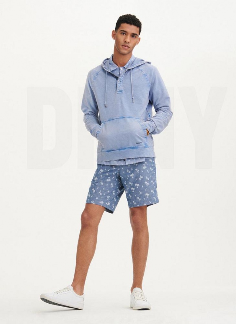 Hoodies DKNY Slub Beach French Terry ανδρικα μπλε | Greece_D0419