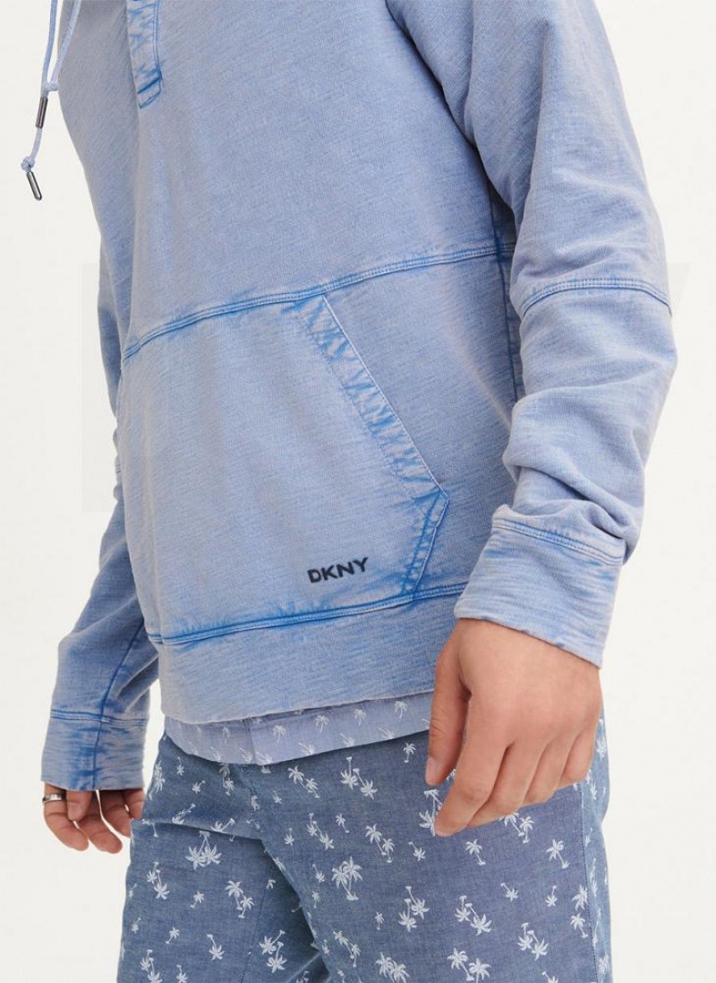 Hoodies DKNY Slub Beach French Terry ανδρικα μπλε | Greece_D0419