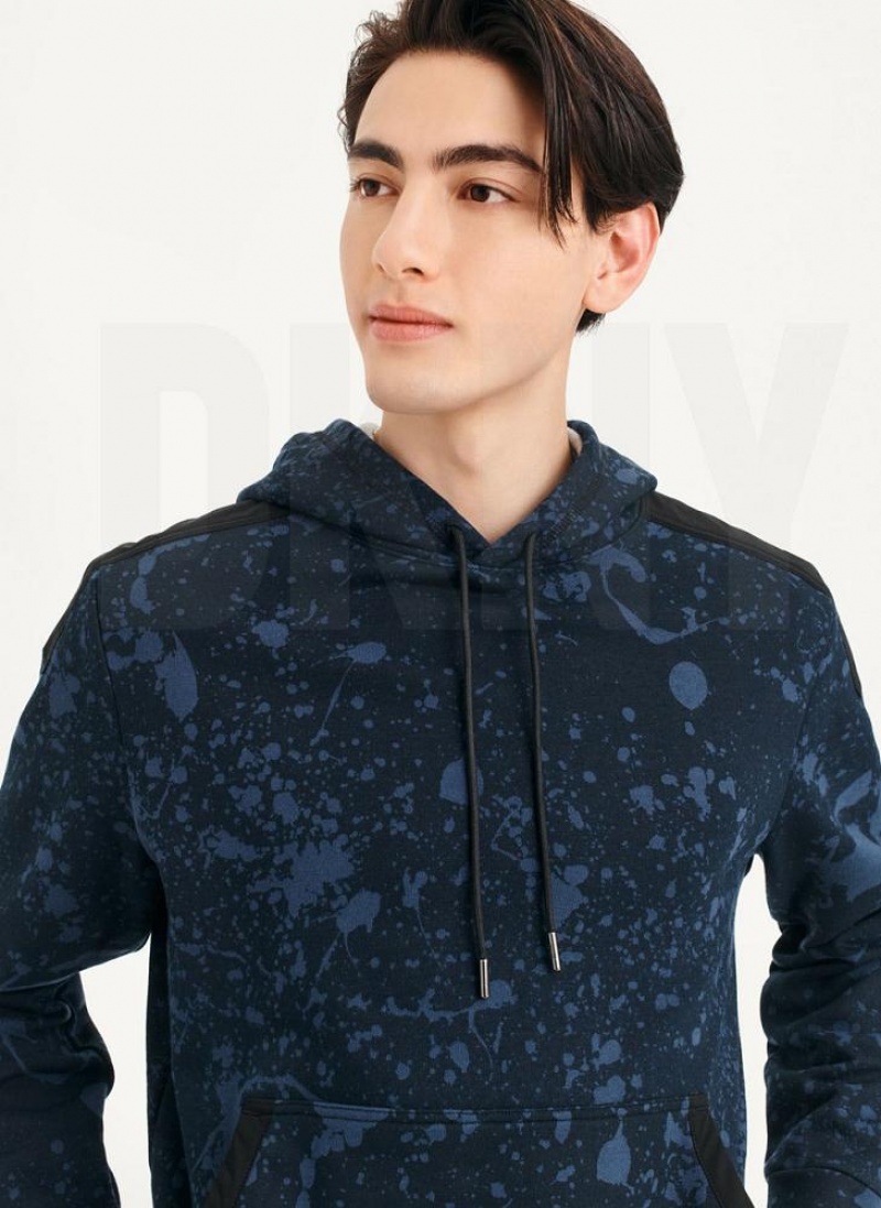 Hoodies DKNY Splat Print Terry ανδρικα σκουρο μπλε | Greece_D1875