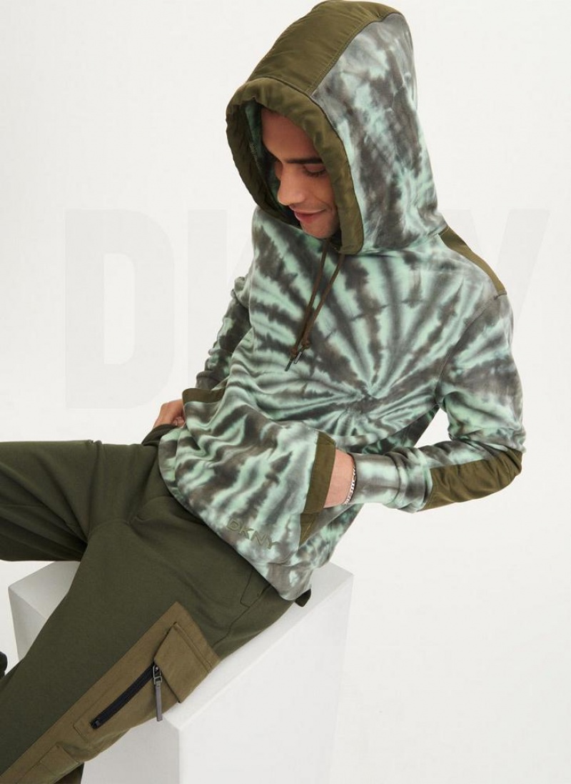 Hoodies DKNY Tie Dye Mixed Media ανδρικα Ελιά | Greece_D1174