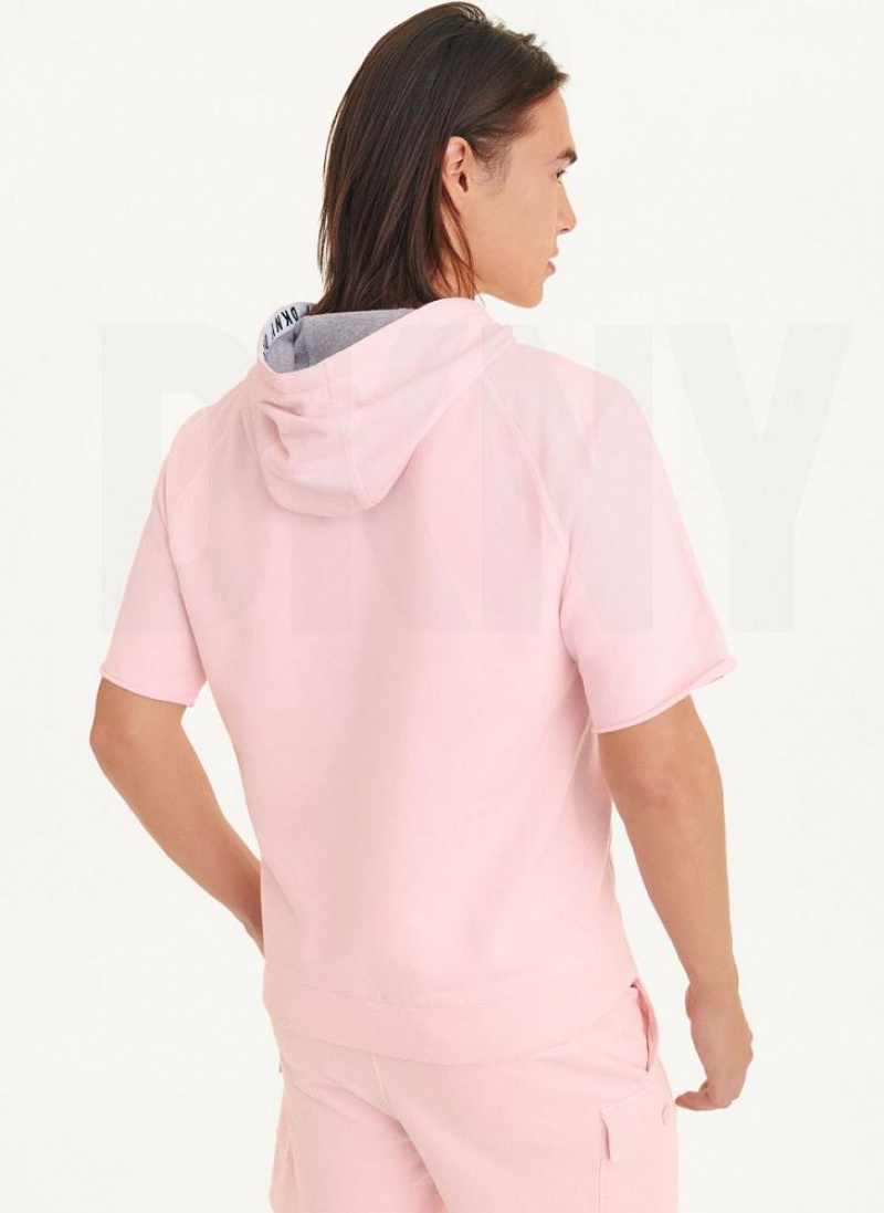 Hoodies DKNY κοντο Sleeve Pigment Dye ανδρικα ροζ | Greece_D0398