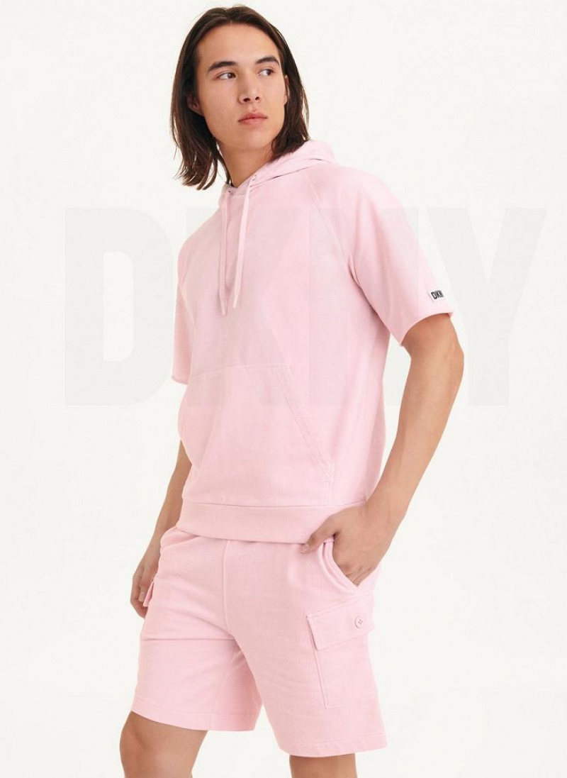 Hoodies DKNY κοντο Sleeve Pigment Dye ανδρικα ροζ | Greece_D0398