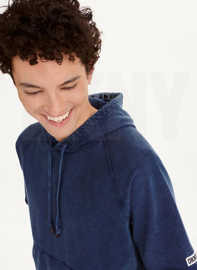 Hoodies DKNY κοντο Sleeve Pigment Dye ανδρικα σκουρο μπλε | Greece_D0458