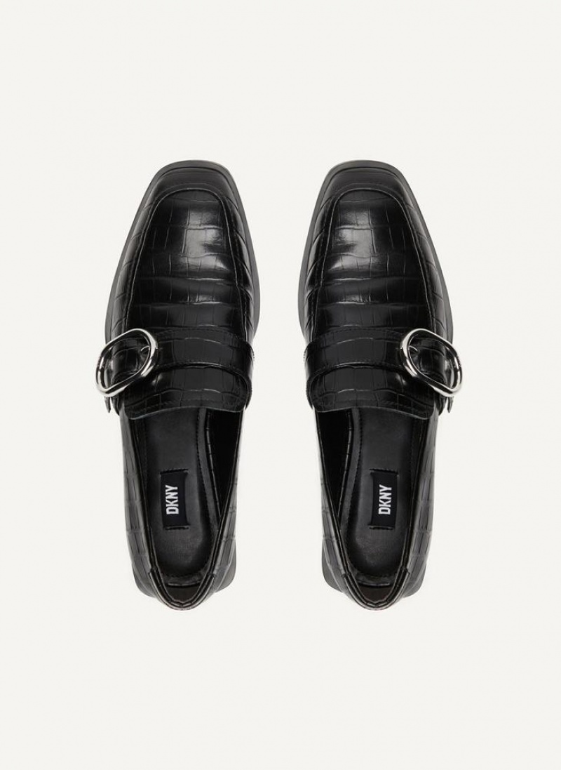 Loafers DKNY Croco πόρπης γυναικεια μαυρα | Greece_D0541