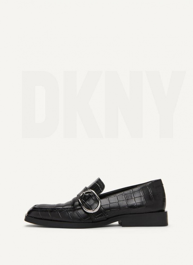 Loafers DKNY Croco πόρπης γυναικεια μαυρα | Greece_D0541