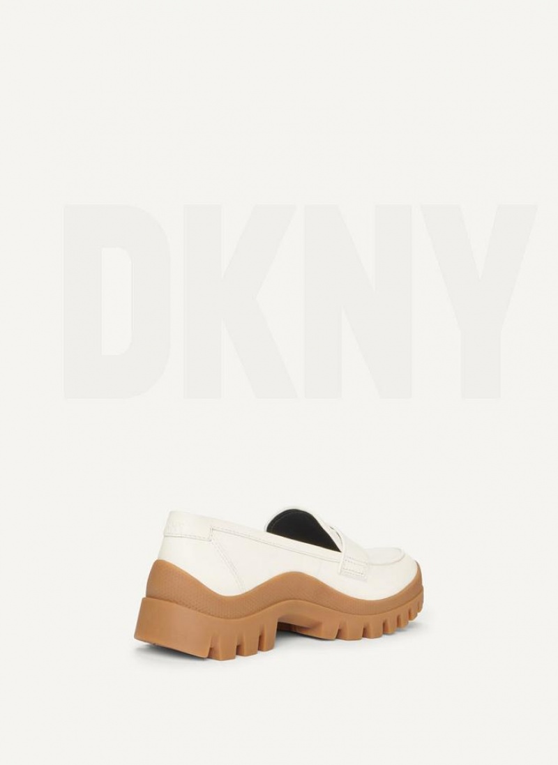 Loafers DKNY Lug Sole γυναικεια ασπρα | Greece_D1095