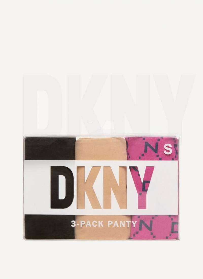 κιλότο DKNY 3 Pack Hipster γυναικεια μωβ Πολύχρωμο | Greece_D1656