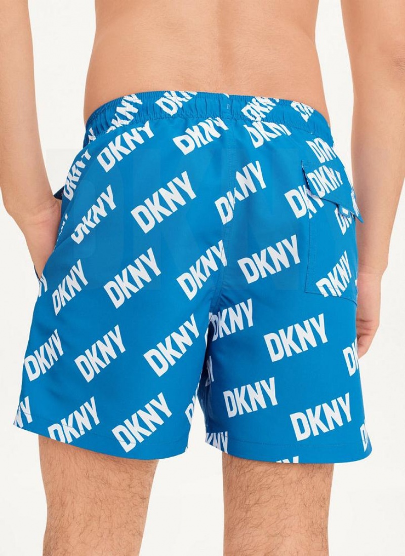 Σορτσ DKNY Allover Logo Swims ανδρικα μπλε | Greece_D0826