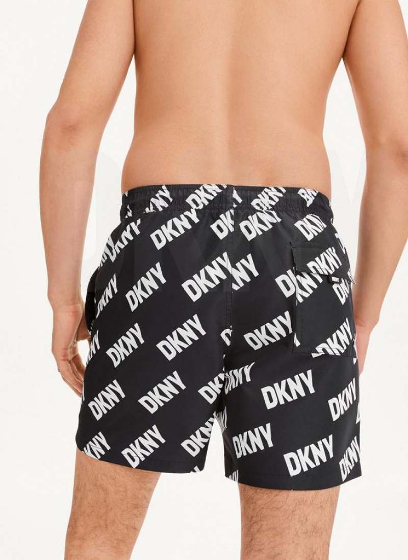 Σορτσ DKNY Allover Logo Swims ανδρικα μαυρα | Greece_D1451