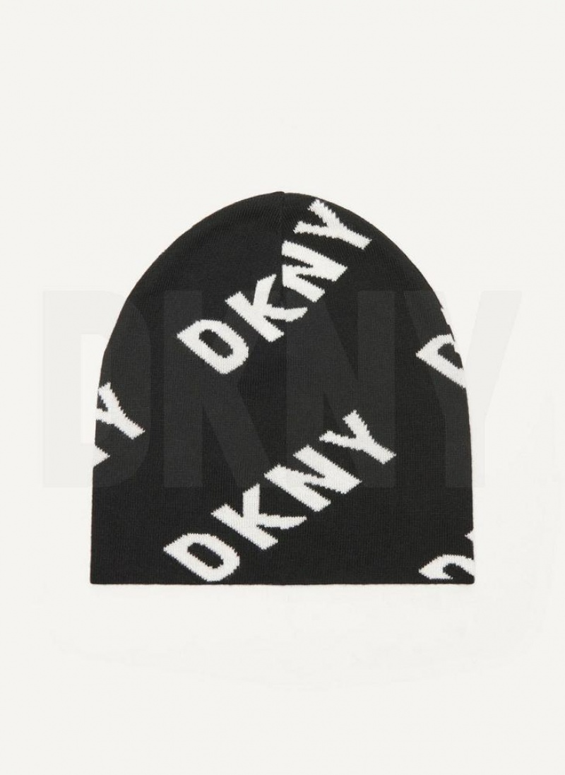 Σκουφακι DKNY Allover Logo ανδρικα μαυρα | Greece_D0196