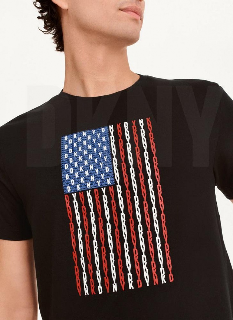 μπλουζακια DKNY American Flag Logo ανδρικα μαυρα | Greece_D0281