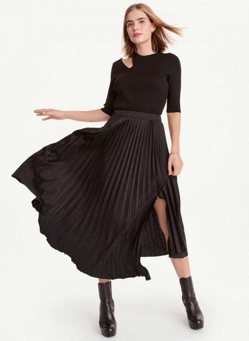 φουστεσ DKNY Asymmetrical Hem Πλισέ Maxi γυναικεια μαυρα | Greece_D0866