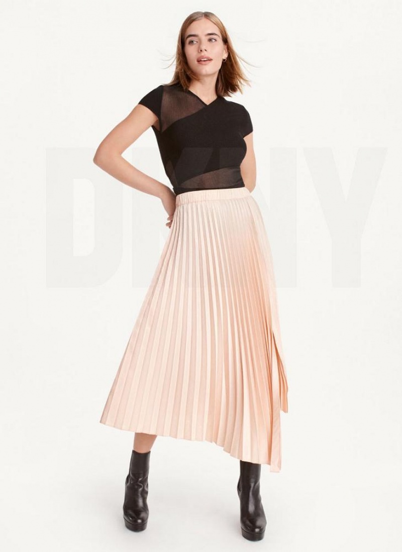 φουστεσ DKNY Asymmetrical Hem Πλισέ Maxi γυναικεια χρυσο χρωμα καφε | Greece_D0929