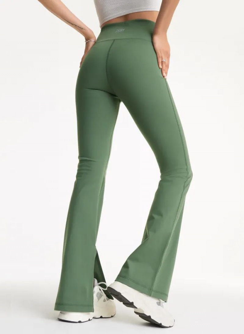 Κολαν DKNY Balance Compression High-waist Flare Tight with Slit γυναικεια Ελιά | Greece_D1294