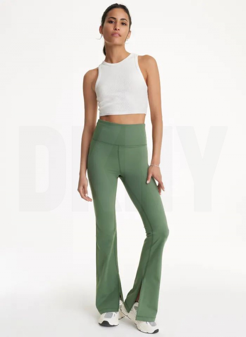 Κολαν DKNY Balance Compression High-waist Flare Tight with Slit γυναικεια Ελιά | Greece_D1294