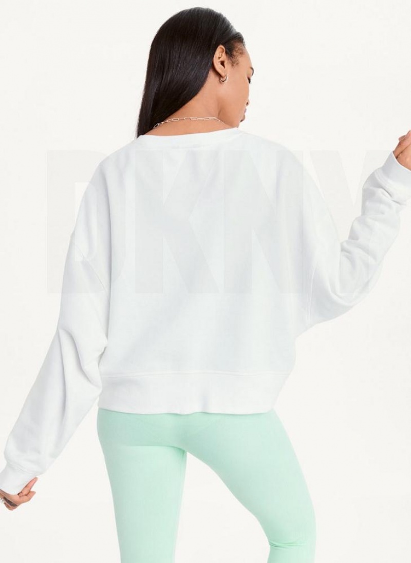 Φούτερ DKNY Balance Oversized Crewneck Pullover γυναικεια ασπρα | Greece_D1650