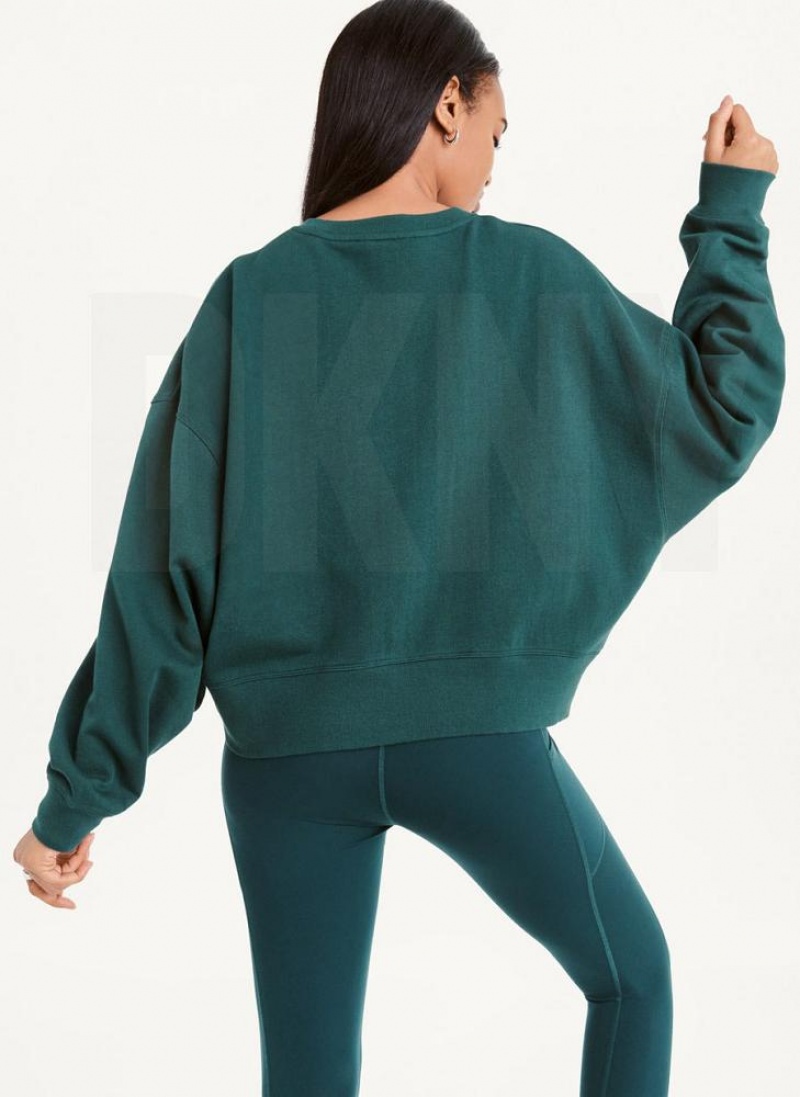 Φούτερ DKNY Balance Oversized Crewneck Pullover γυναικεια Ελιά | Greece_D1566