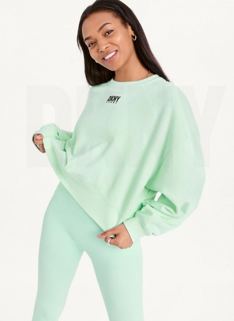 Φούτερ DKNY Balance Oversized Crewneck Pullover γυναικεια πρασινο | Greece_D0932