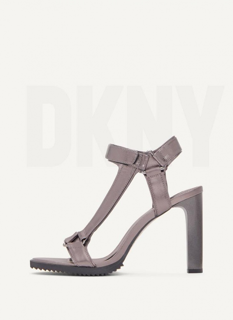 Σανδαλια DKNY Bayli Metallic γυναικεια γκρι | Greece_D0672