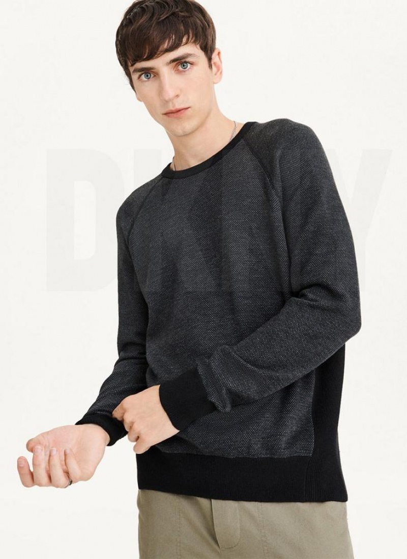 Πουλόβερ DKNY Birdseye Raglan Sleeve ανδρικα μαυρα | Greece_D0897