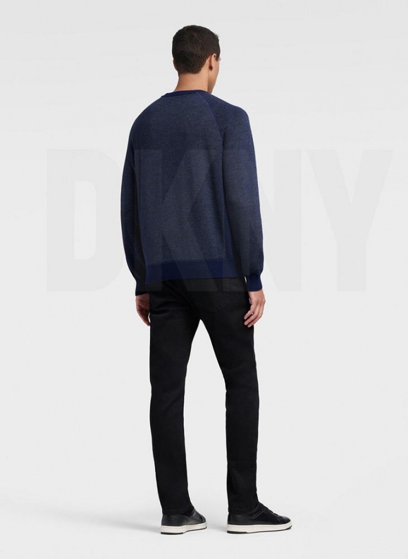 Πουλόβερ DKNY Birdseye Raglan Sleeve ανδρικα σκουρο μπλε | Greece_D1849