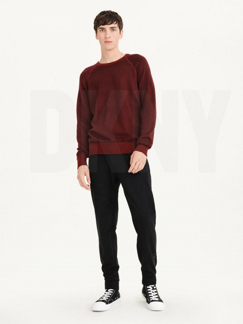 Πουλόβερ DKNY Birdseye Raglan Sleeve ανδρικα σκούρο κοκκινα | Greece_D0684