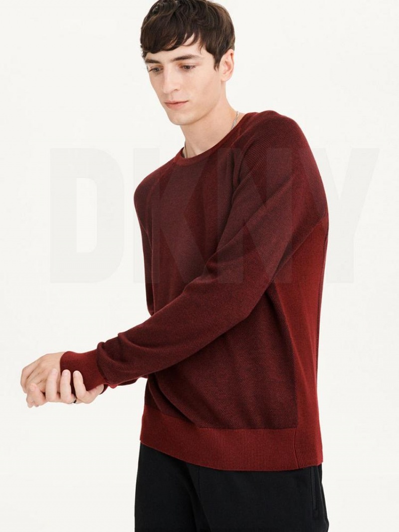 Πουλόβερ DKNY Birdseye Raglan Sleeve ανδρικα σκούρο κοκκινα | Greece_D0684